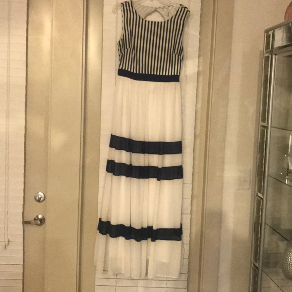 White and navy summer dress